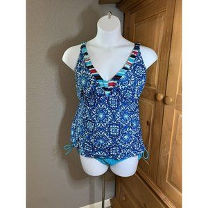 Womens tankini swimsuite 16 bathing suit Blue v top